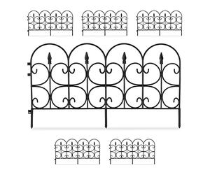 Relaxdays Set de 60 Vallas Decorativas para Jardín, Cercado para Huertos, Vallado Altura 30 cm, Largo 40 m, con Estacas, Negro