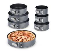 Relaxdays Set Moldes Bizcocho, 7 Bizcocheras Redondas, 14/16/18/20/24/26/28 cm, Acero INOX, Antiadherentes, Antracita, Inoxidable