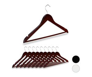 Relaxdays Set de 70 perchas de madera marrones marrón,plata
