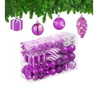 Relaxdays Set de 72 bolas de árbol de Navidad blanco,fucsia