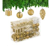 Relaxdays Set de 72 bolas de árbol de Navidad blanco,oro