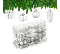 Relaxdays Set de 72 bolas de árbol de Navidad blanco,plata