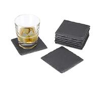 Relaxdays Set de 8 Posavasos, Cuadrado, 10x10 cm, Fácil de Limpiar, para Vasos, Gris