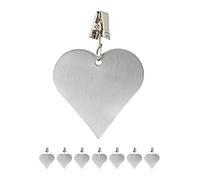 Relaxdays Set de 8 Sujeta Manteles, Pinzas Decorativas, Pesos Hule, Pesas, Diseño Corazón, Acero Inoxidable, Plateado