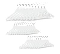 Relaxdays Set de 90 perchas de madera blancas blanco,plata