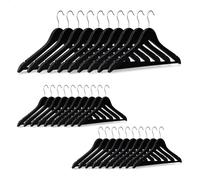 Relaxdays Set de 90 perchas de madera negras negro,plata