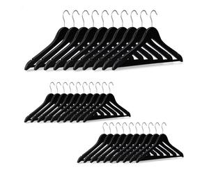 Relaxdays Set de 90 perchas de madera negras negro,plata