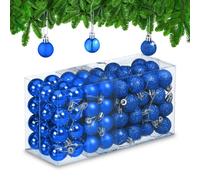 Relaxdays Set de 96 bolas de árbol de Navidad azul oscuro,plata