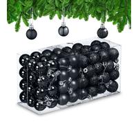 Relaxdays Set de 96 bolas de árbol de Navidad negro,plata
