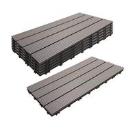 Relaxdays Losetas WPC Gris 6 uds. 60x30 cm Sistema Clic terraza balcón Efecto Madera