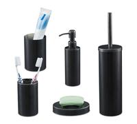 Relaxdays Set de baño accesorios 5 unid. antracita gris