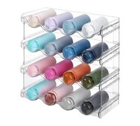 Relaxdays Set de botelleros apilables, Organizador Nevera, Transparente | 16 botellas, 4 niveles, dimensiones (Al x An x Fon): 37 x 38,5 x 20 cm