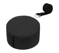 Relaxdays Set de Cojines de meditación, cinturón de Yoga, cojín de Suelo, Funda Lavable, 13x33 cm, algodón, Negro