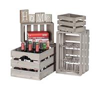 Relaxdays Set de cuatro cajas de madera, Decoración, Almacenaje, Rústico, Gris 25 x 50 x 31 cm