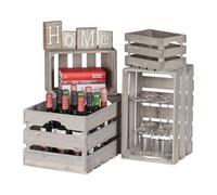 Relaxdays Set de cuatro cajas de madera, Decoración, Almacenaje, Rústico, Gris 25 x 50 x 31 cm