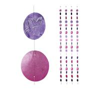 Relaxdays Set de cuatro cortinas con conchas púrpura,fucsia