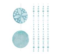 Relaxdays Set de cuatro cortinas con conchas turquesa