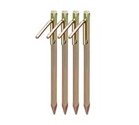 Relaxdays Set de Cuatro piquetas para Camping, Clavos para Suelos Duros, Acero galvanizado, 30,5 cm, Dorado