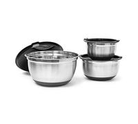 Relaxdays Set de cuencos de cocina con tapa BOWLY negro,plata