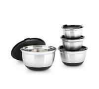 Relaxdays Set de cuencos de cocina con tapa BOWLY negro,plata
