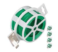 Relaxdays Set de Diez carretes de Alambre, Alambre para Atar plastificado, Bobina con Cortador, Inoxidable, 50m, Verde