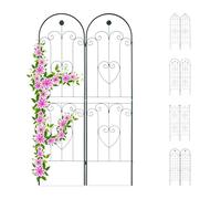 Relaxdays Set de Dos Soportes para Enredaderas, Enrejado metálico, Arco con Flor y corazón, 180 x 50 cm, Verde Oscuro