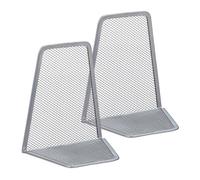 Relaxdays Set de dos sujetalibros metálicos plata