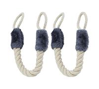 Relaxdays Set de Dos topes para Puertas, Freno Anti-portazos, Suave, Algodón, 57 cm, Beige/Azul