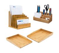 Relaxdays set de escritorio de 4 piezas marrón claro