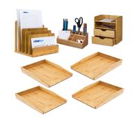 Relaxdays set de escritorio XL de 7 piezas marrón claro