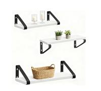 Relaxdays Set de estanterías de pared 3 tamaños blanco,negro