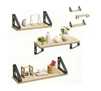 Relaxdays Set de estanterías de pared 3 tamaños marrón claro,negro