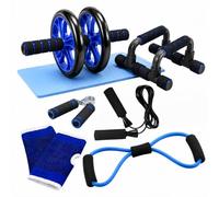 Relaxdays, set de fitness de 8 piezas, en diferentes modelos | con rodillo abdominal para el abdomen y la parte superior del cuerpo, kit de entrenamiento