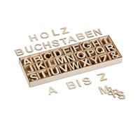 Relaxdays Juego Piezas Set de Letras de Madera, 324 Uds, Mayúsculas A-Z, 3 cm Alto, Hacer Manualidades, Alfabeto Decorativo, Natural