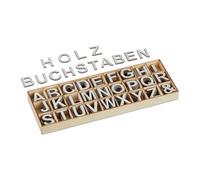 Relaxdays Juego Piezas Set de Letras de Madera, 324 Uds, Mayúsculas A-Z, 3 cm de Alto, Hacer Manualidades, Alfabeto Decorativo, Gris