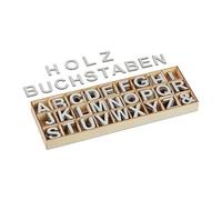 Relaxdays Juego Piezas Set de Letras de Madera, 324 Uds, Mayúsculas A-Z, 3 cm de Alto, Hacer Manualidades, Alfabeto Decorativo, Gris