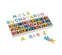 Relaxdays Set de Letras de Madera, 324 Uds., Mayúsculas A-Z, 3 cm, Hacer Manualidades, Alfabeto Decorativo, Multicolor