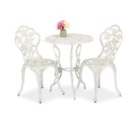Relaxdays Set de mesa y sillas jardín blanco,cobre