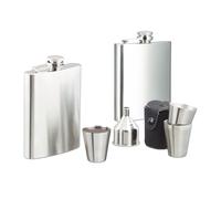 Relaxdays set de petacas de 8 piezas negro,plata