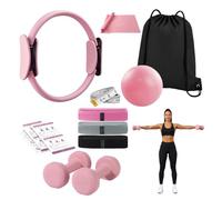 Relaxdays Set de Pilates, 11 Piezas: aro, Pelota, Rosa
