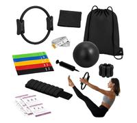 Relaxdays Set de pilates, 13 piezas: aro, pelota, 6 bandas, negro