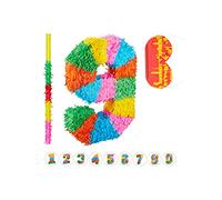 Relaxdays Set de Piñata Cumpleaños Palo y Antifaz, Número 9, Papel, Multicolor, 50 cm de largo