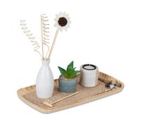Relaxdays Portavelas Jardín Zen, Bandeja para Velas, Arena y Piedras, Planta Artificial, Decoración de Hogar, Multicolor