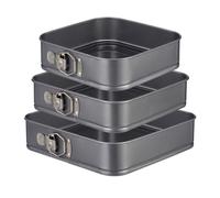 Relaxdays Set de tres moldes para bizcocho, Cuadrados, Antiadherentes, Desmontables, Acero al carbono, 24, 26 & 28 cm