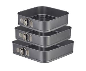 Relaxdays Set de tres moldes cuadrados para horno antracita