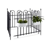Relaxdays Set de vallado metálico para jardín negro