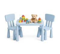 Relaxdays Set Infantil 1 Mesa y 2 sillas, fácil de Limpiar, Azul | plástico ligero, rincón de descanso para la habitación de los niños