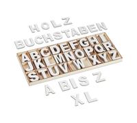 Relaxdays Set letras blancas de madera 208 piezas blanco
