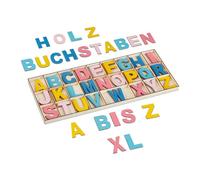 Relaxdays Juego XL Coloridas Set Letras de Madera, 104 Uds, Mayúsculas A-Z, 5 cm Alto, Hacer Manualidades, Alfabeto Decorativo, Multicolor