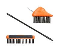 Relaxdays Set limpia juntas cepillos de alambre naranja,negro